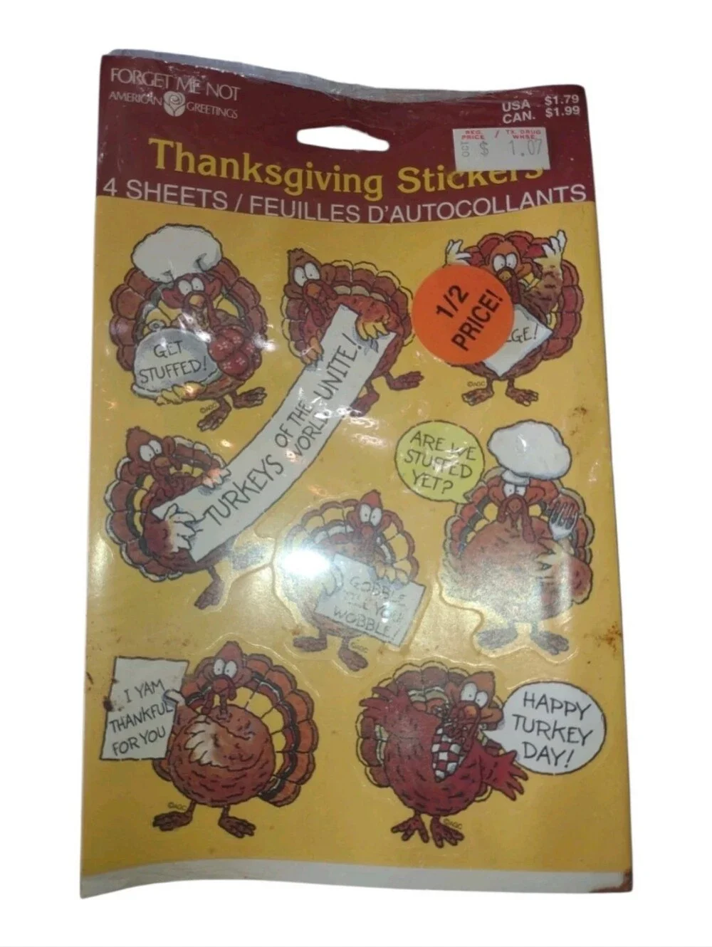 Thanksgiving Turkey Stickers - Vintage